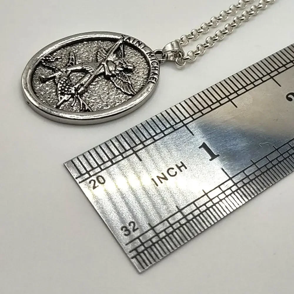 925 Silver Necklace W/ Saint Michael Archangel Pendant Valentines Birthday Gift